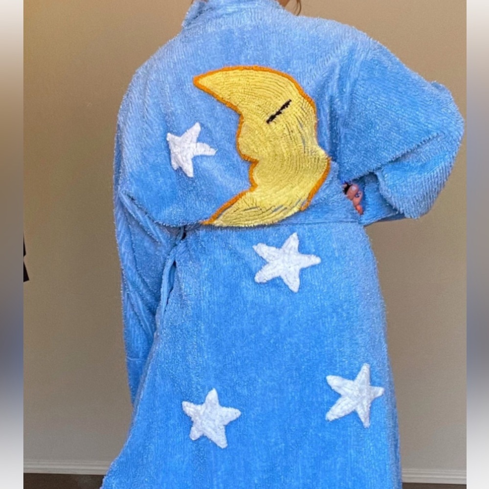 Canyon Group by Damze size Large chenille robe Moon and stars